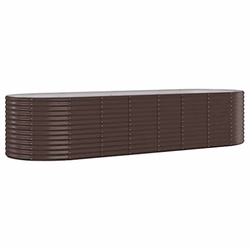 vidaXL Brown Galvanised Steel Garden Raised Bed W: 322 cm, D: 100 cm, H: 68 cm