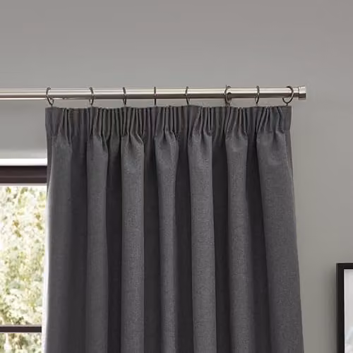 Riva Home Dawn Textured Blackout Pencil Pleat Curtains, Charcoal Grey, Width: 117 cm, Drop: 137 cm – 2