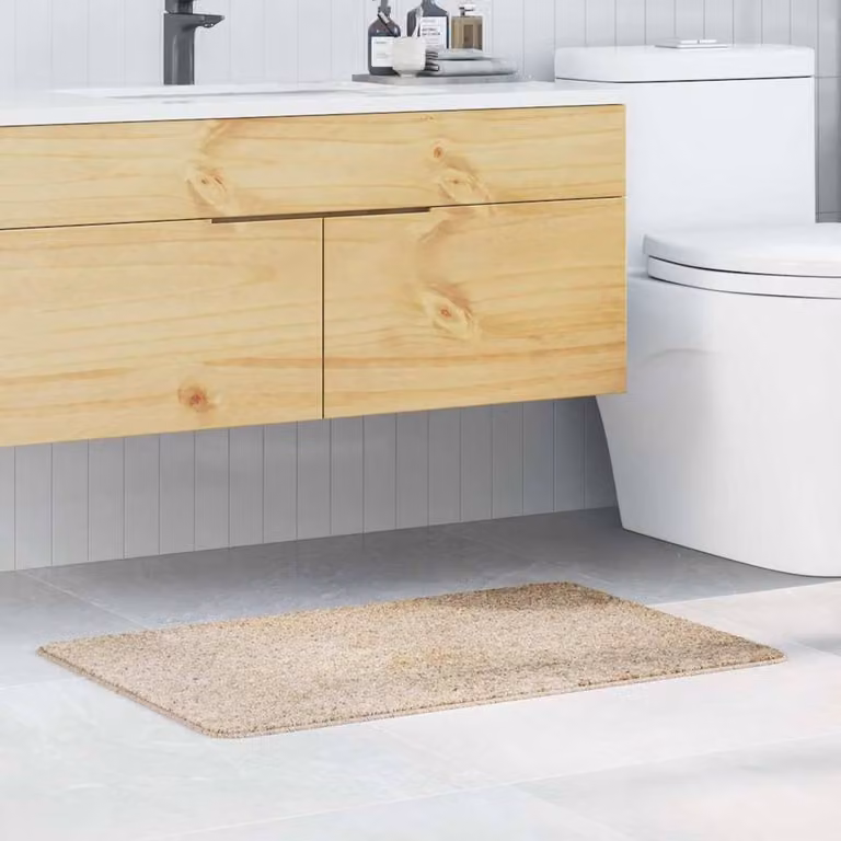 Berkfield Home Non-Slip Rectangular Bath Mat, Beige, W: 60 cm, D: 90 cm