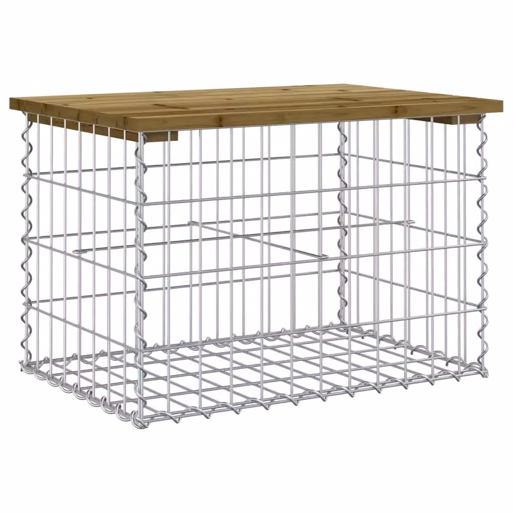 Berkfield Home Gabion Design Garden Bench in Brown Impregnated Pine Wood, W/D/H: 63 x 44 x 42 cm – 2