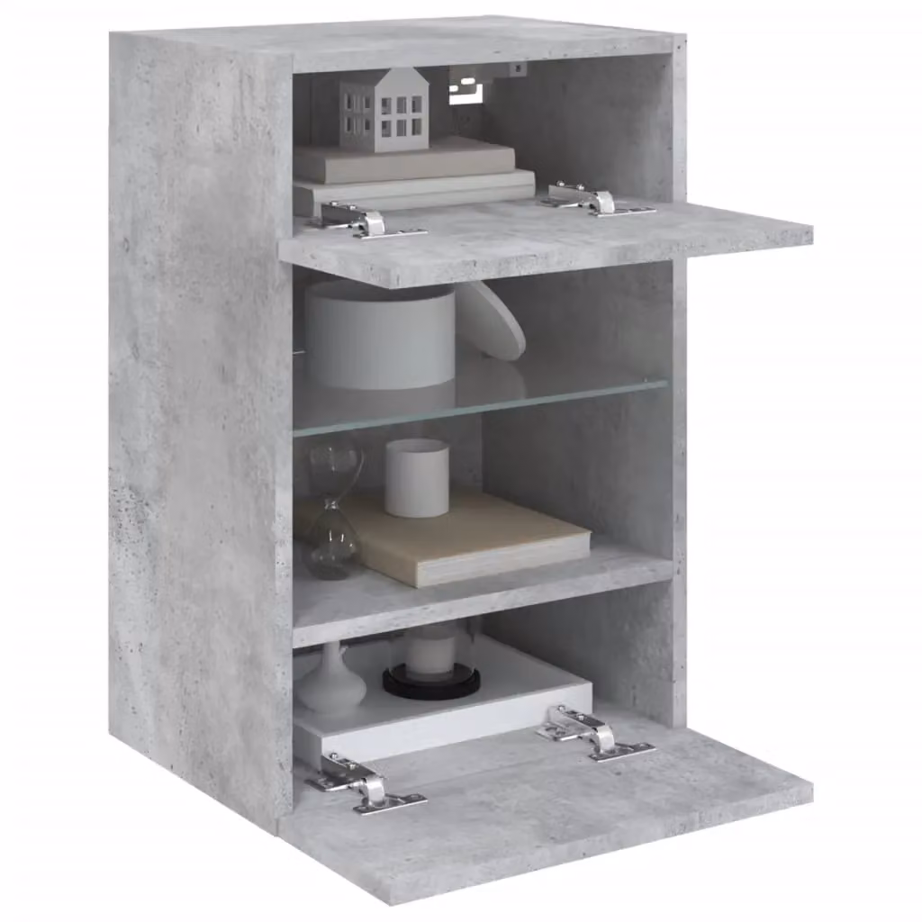 Berkfield Home Set of 2 Modern Wall Mounted TV Cabinets with Integrated LED Lights in Concrete Grey, W/D/H: 40 x 30 x 60.5 cm – 3