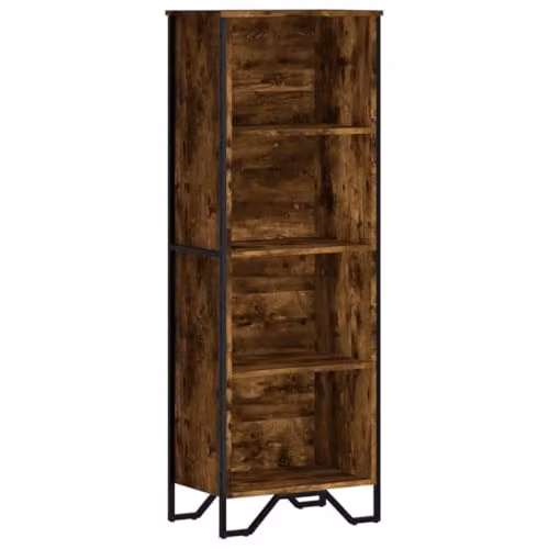 vidaXL Modern Smoked Oak Bookcase in Brown, W/D/H: 50 x 31 x 137.5 cm