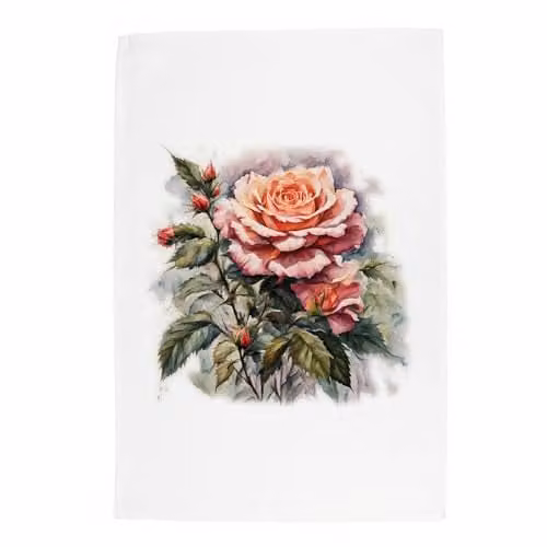 Purely Home Floral Roses Watercolour Garden Tea Towel, Pink and Multicolour, W: 67 cm, H: 45 cm – 1
