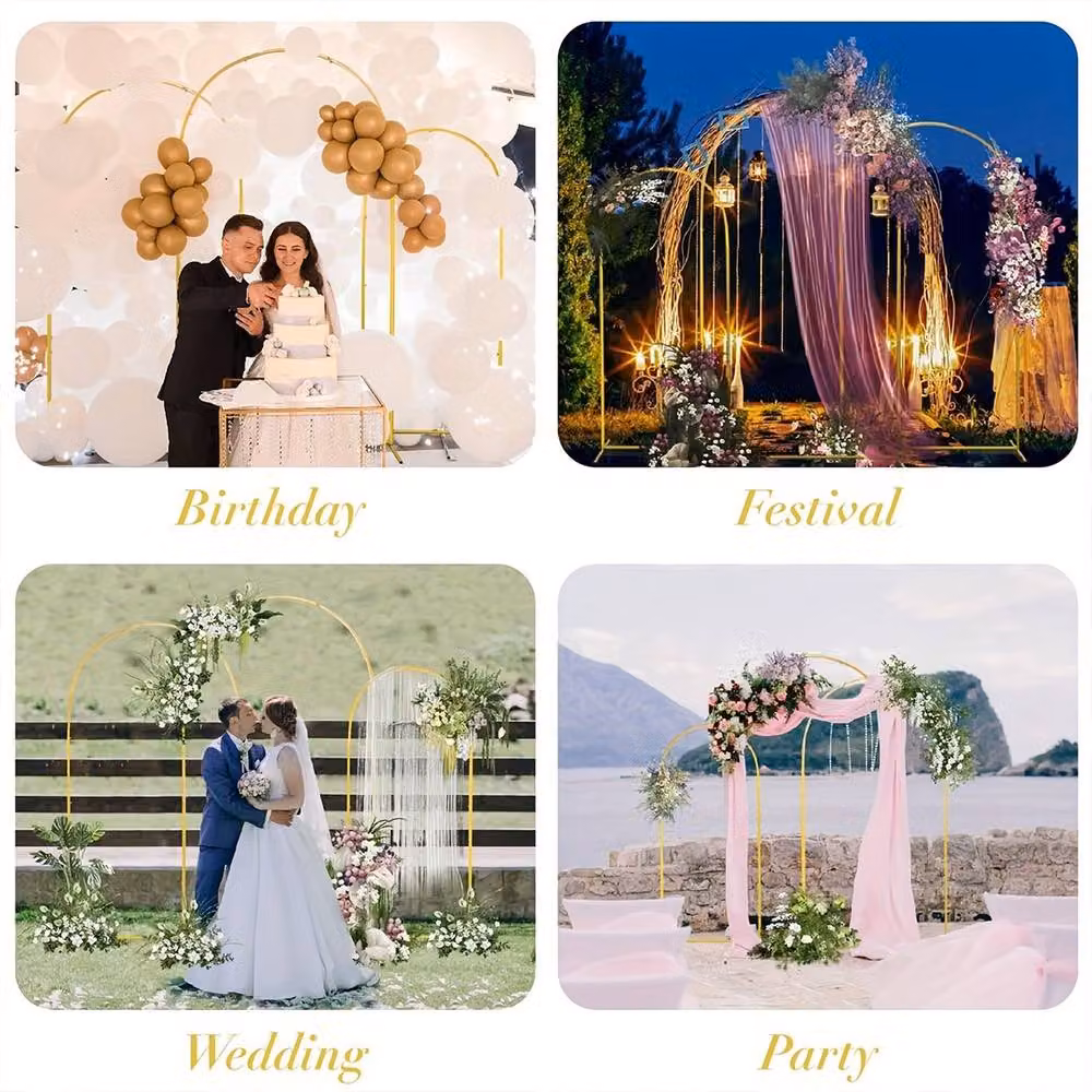 Ventryn Gold Metal Freestanding Round Wedding Arch and Floral Backdrop Stand – 2