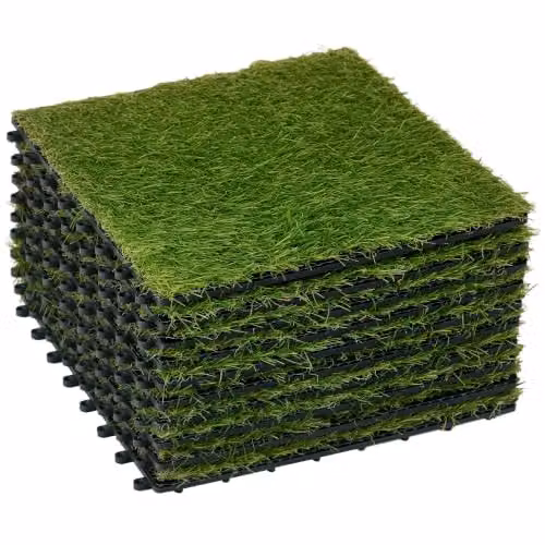 Outsunny 10-Piece Artificial Grass Turf Tile Set, Dark Green, W/D: 30 x 30 cm – 1