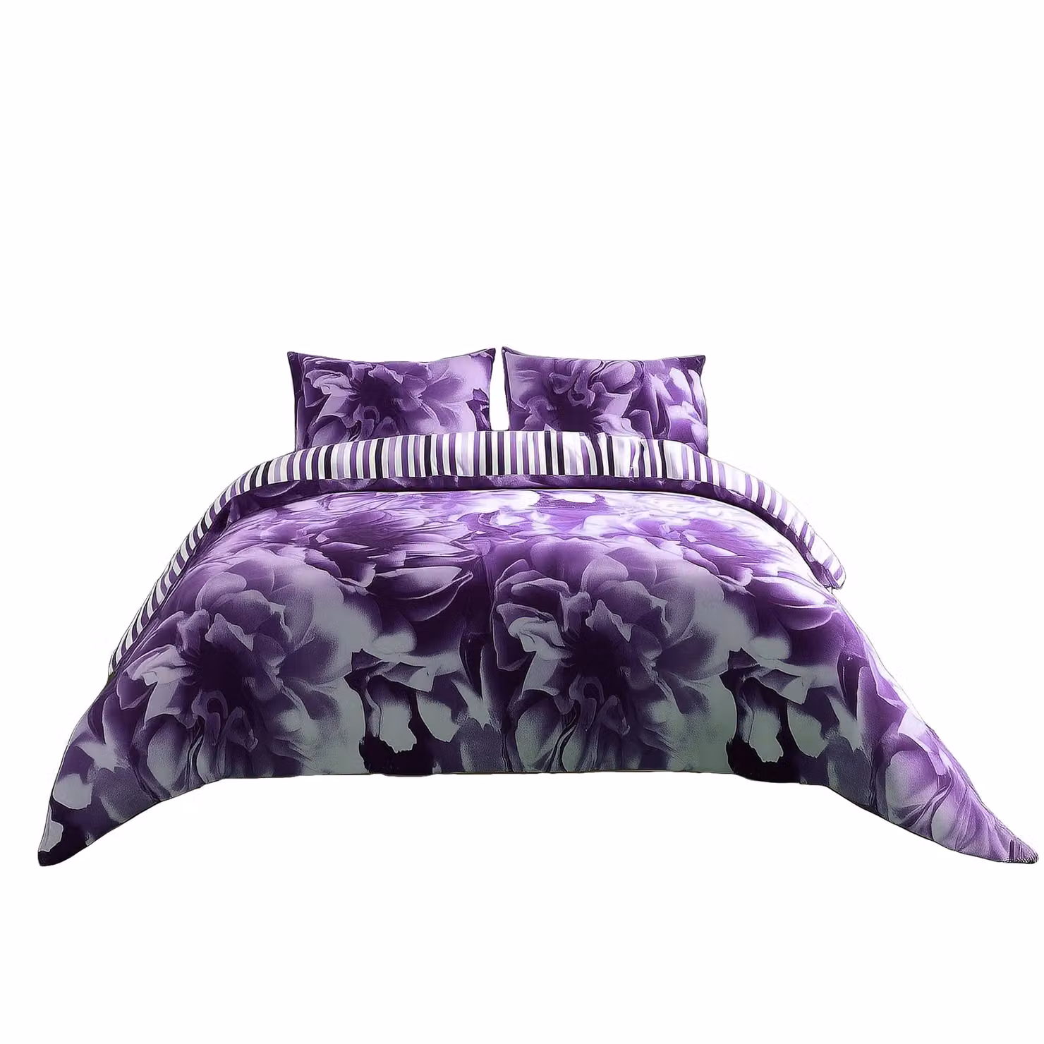 Home Sweet Home UK Reversible Polycotton Duvet Cover and Pillowcase Set with Striped Design in Purple, W/H: 135 x 200 cm – 2