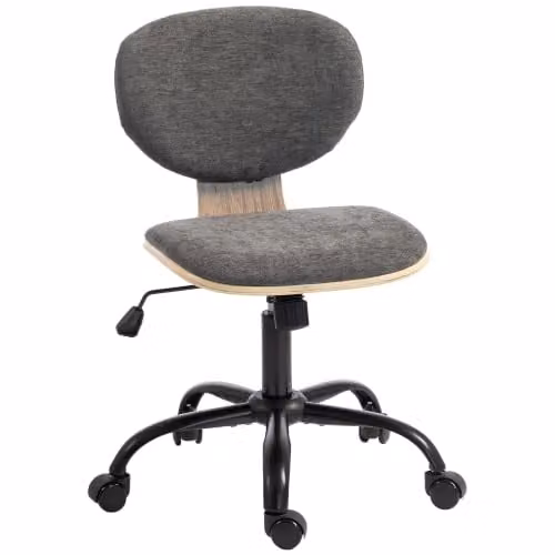HOMCOM Grey Fabric Home Office Task Chair with 360 Degree Swivel and Castors, W/D/H: 51 x 45 x 83 cm