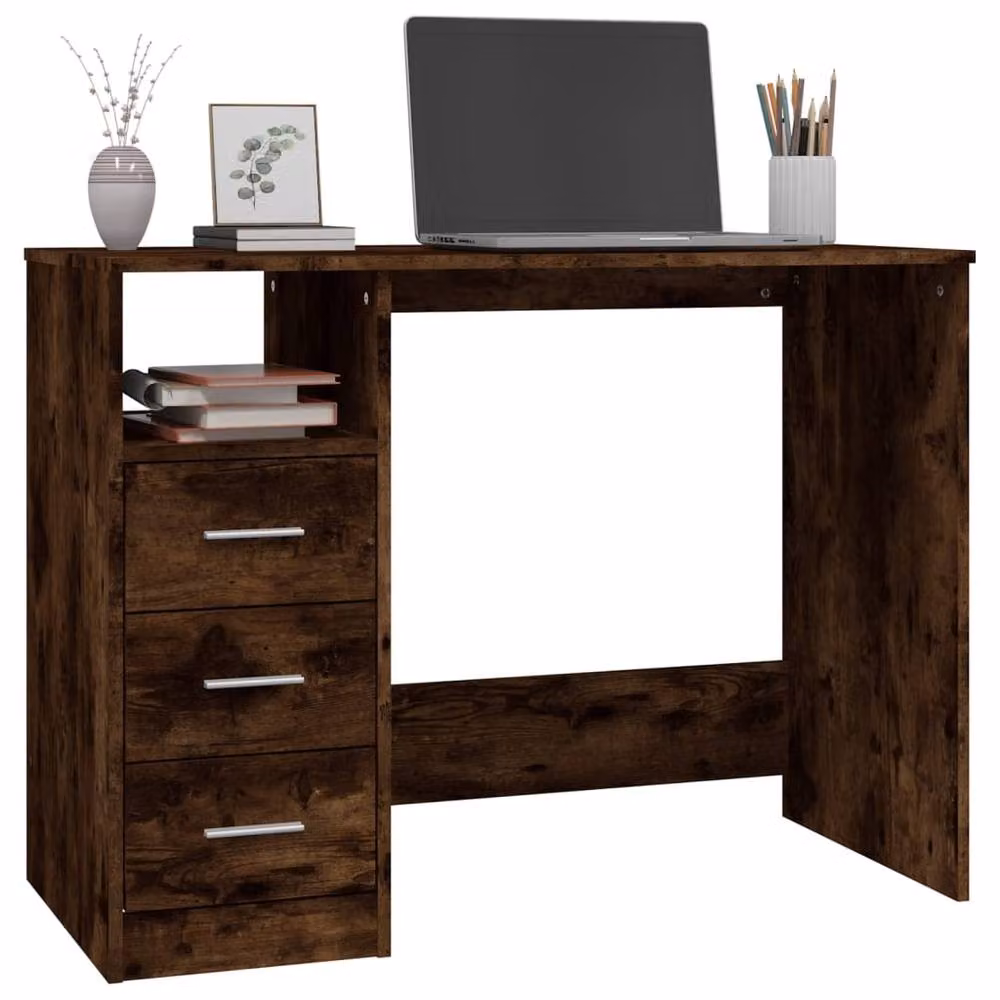 Berkfield Home Computer Desk in Smoked Oak Brown, W/D/H: 102 x 50 x 76 cm – 3