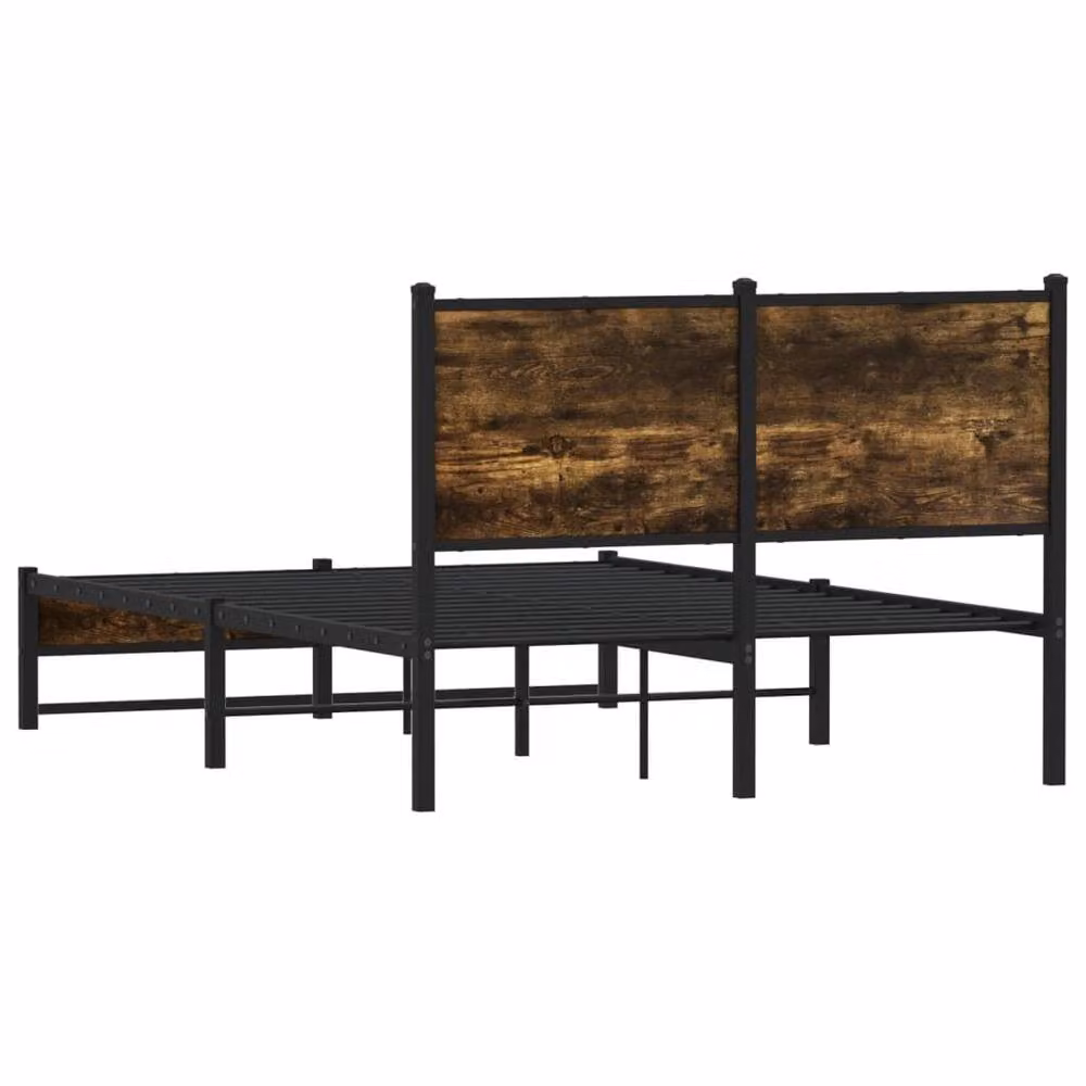 Berkfield Home Metal Bed Frame in Smoked Oak and Brown, Small Double, W/D/H: 120 x 190 cm – 5