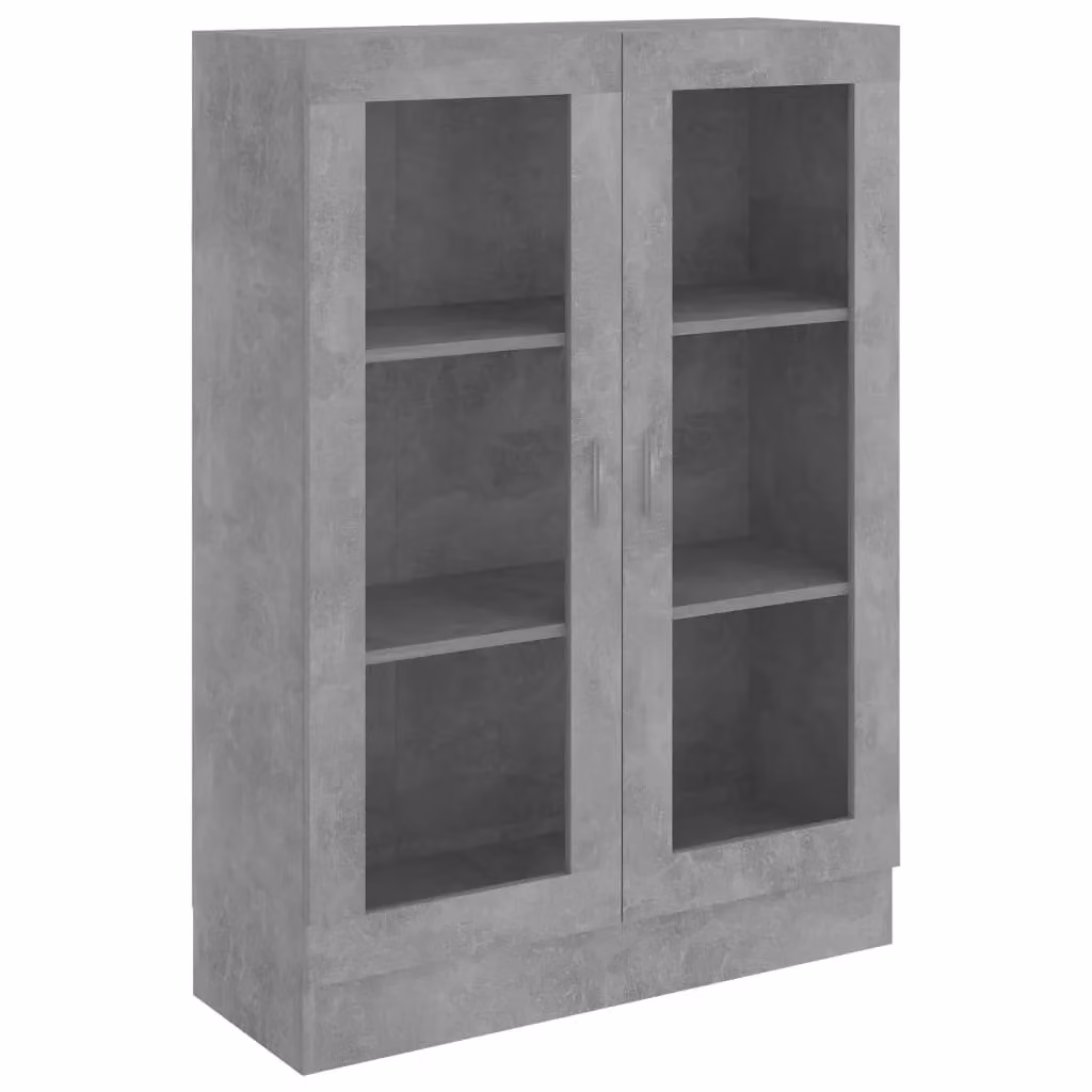 Berkfield Home Vitrine Cabinet in Concrete Grey with Glass Doors and Internal Shelves, W/D/H: 82.5 x 30.5 x 115 cm – 2