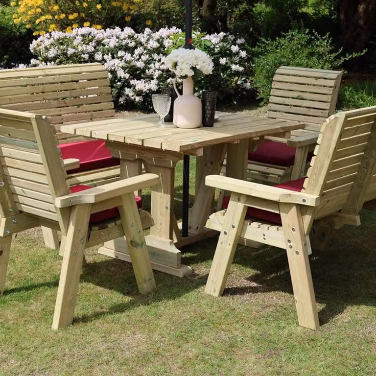 Churnet Valley Garden Furniture Ltd Ergo 6 Seat Compact Garden Furniture Set in Brown, W/D/H: 120 x 90 x 75 cm