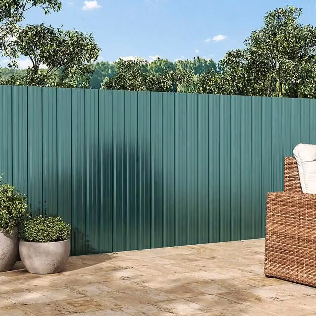 Livingandhome Pack of 6 Green Corrugated Steel Enamel Panels