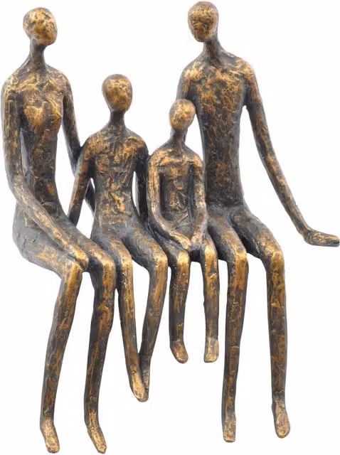 Libra Interiors Sitting Family Of Four Modern Tabletop Shelf Sculpture in Bronze