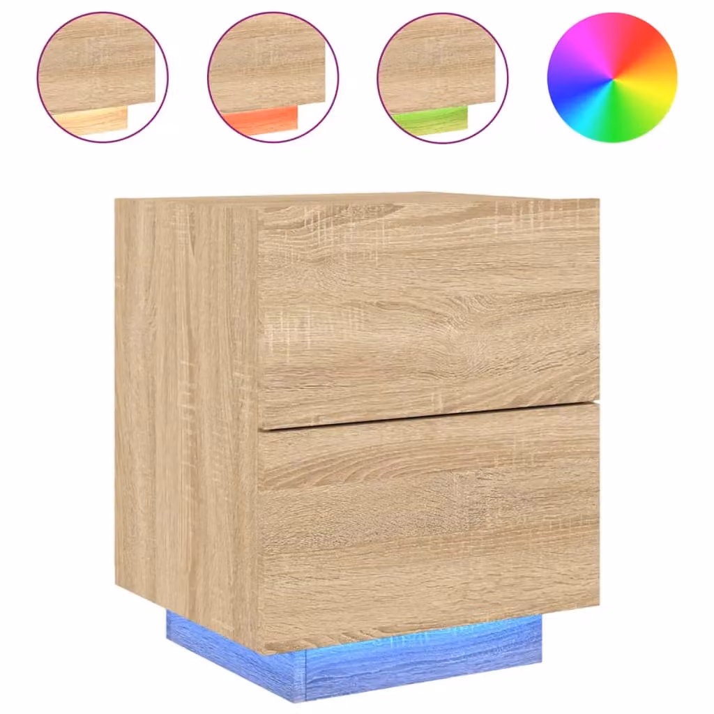 Berkfield Home Bedside Cabinet with Integrated LED Lights in Sonoma Oak Brown – 2