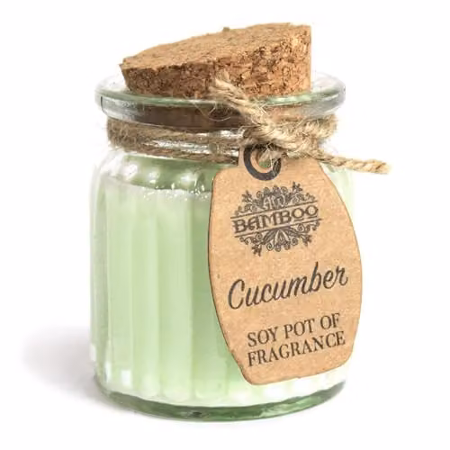 LBS4ALL Cucumber Scented Soy Wax Glass Jar Candle, Green and Brown, 317 g – 1