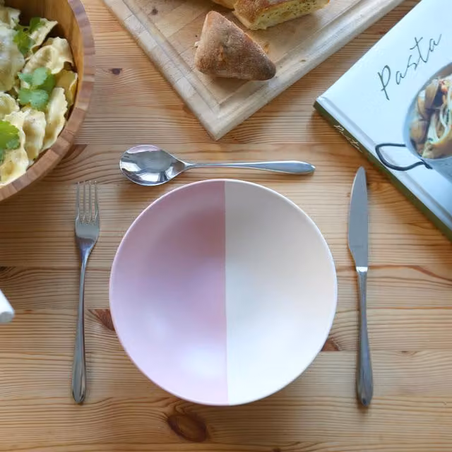 Nicola Spring Dusty Pink Dipped Stoneware Pasta Bowl, 20.5 cm