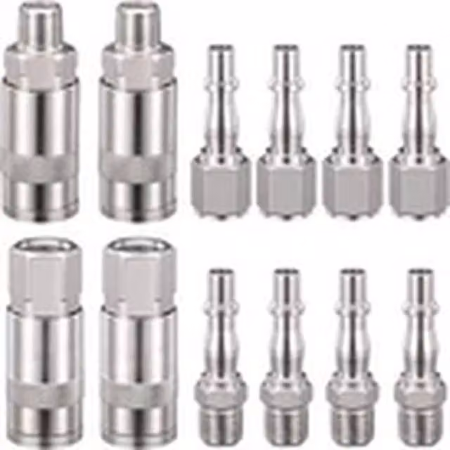 EONLION 12-Piece 1/4 Inch Euro Air Hose Quick Release Connectors in Silver – 1