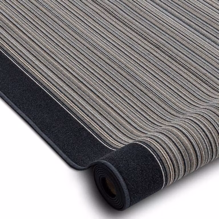 RugsX Carnaby Anti-Slip Striped Runner in Grey, W: 67 cm, L: 150 cm
