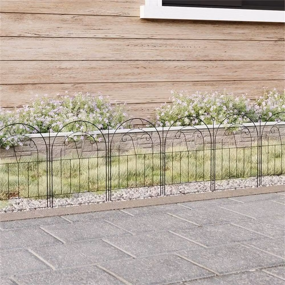 Nordara 10-Pack Metal Garden Lawn Edging Border Fence Panels in Black – 4
