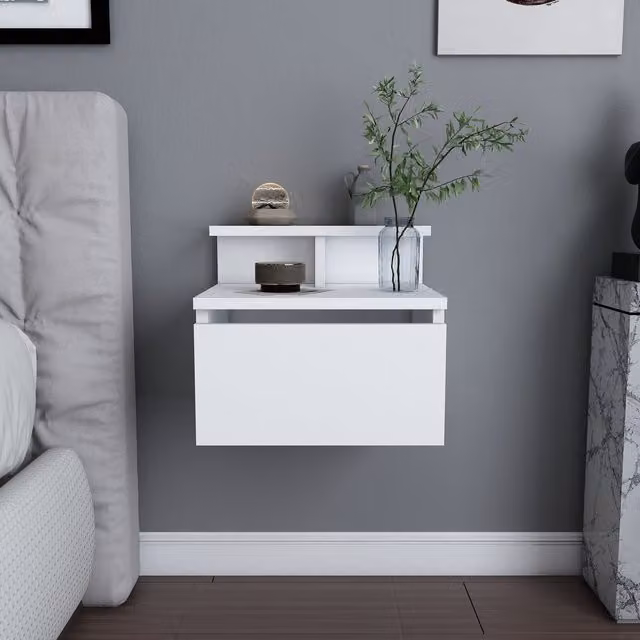 Decorotika Aleph Floating Bedside Table in White