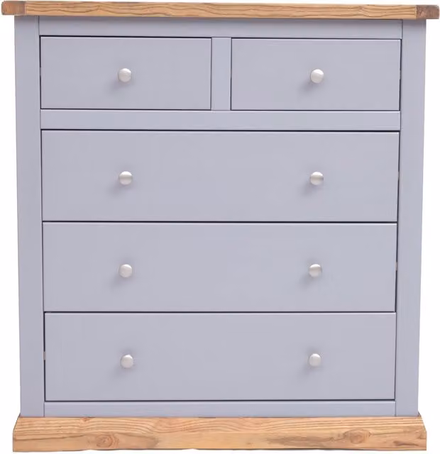 Cabinet Bits Biccari 5 Drawer Chest of Drawers in Grey with Chrome Knobs