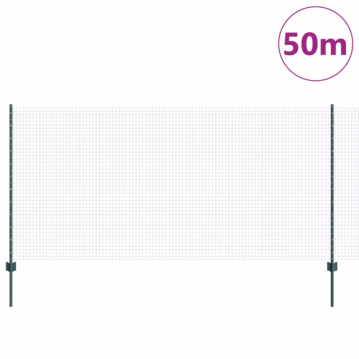 Berkfield Home Green Galvanised Steel Welded Wire Fence with 22 U-Profile Posts, W: 50 m, H: 1.2 m – 2