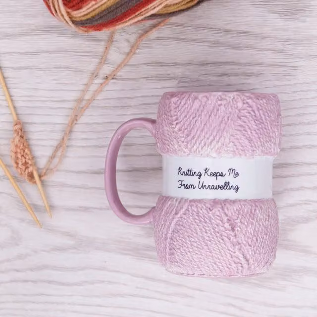 Boxer Gifts Unravelling Knitting Ceramic Mug in Pink