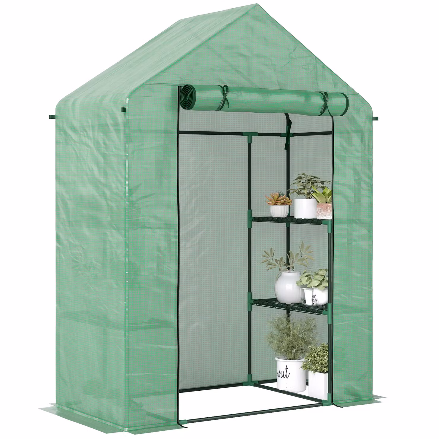 OUTSUNNY Portable Green Gardening Plant Grow House with Steel Frame, W/D/H: 141 x 72 x 191 cm – 2