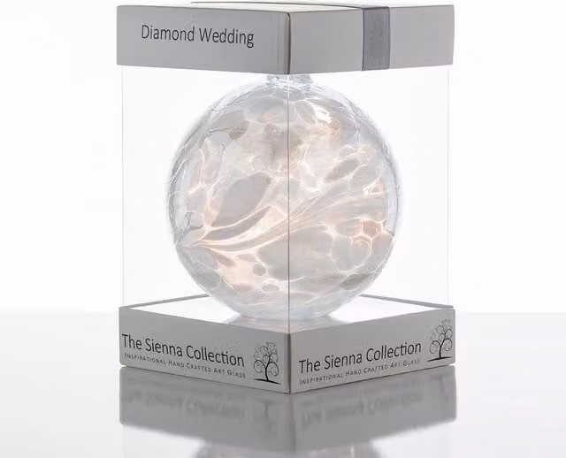 Sienna Glass White Diamond Geometric Hanging Glass Bauble for Wedding or Anniversary Gifts