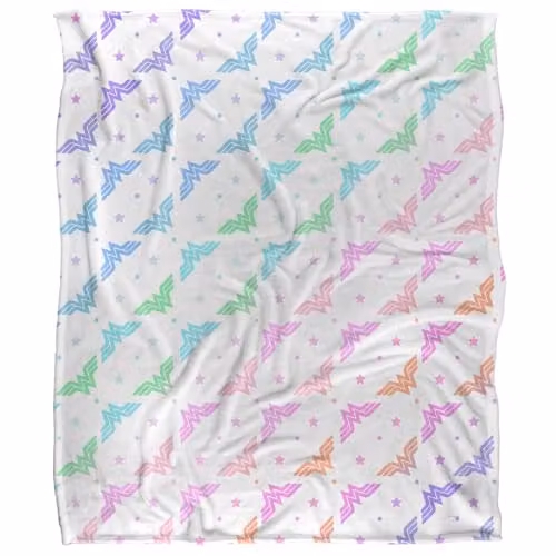 DC Comics Wonder Woman Gradient Pattern Super Soft Fleece Throw Blanket, White and Multicolour, W/D/H: 152 x 127 cm