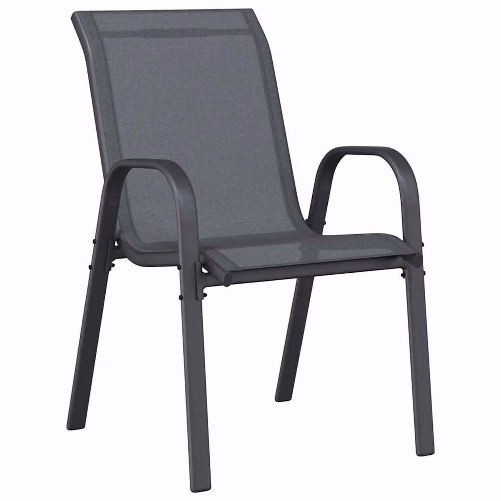 Berkfield Home Modern 3 Piece Garden Bistro Set in Anthracite Grey Textilene and Steel – 4