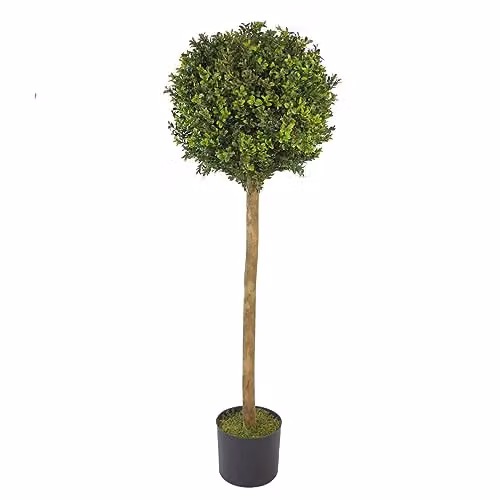 Leaf Design UK Artificial Green Boxwood Buxus Ball Topiary Tree, Height: 120 cm, Diameter: 18 cm – 1