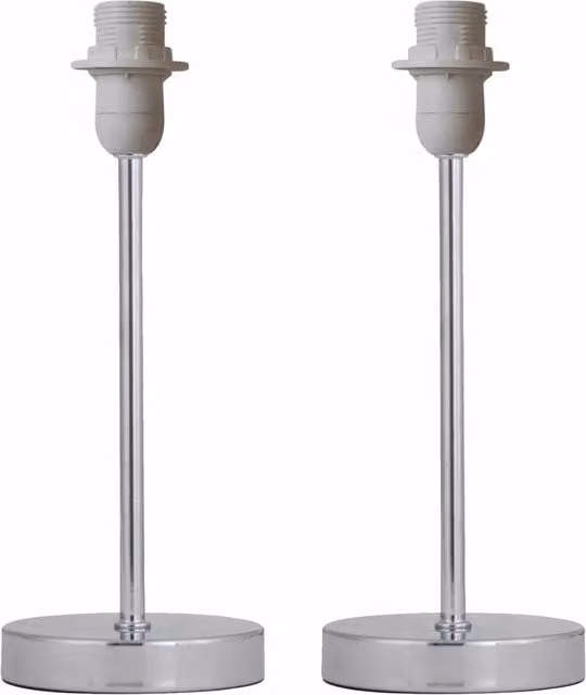 First Choice Lighting Set of 2 Modern Chrome Stick Table Lamp Bases in Silver