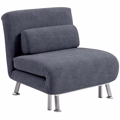 HOMCOM 3-in-1 Velvet Single Sofa Chair Bed with Armrests, Charcoal Grey – 1
