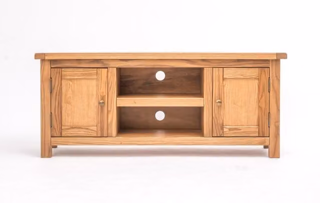 Cabinet Bits Trivento 2 Door TV Cabinet in Natural Light Wood with Brass Knobs – 1