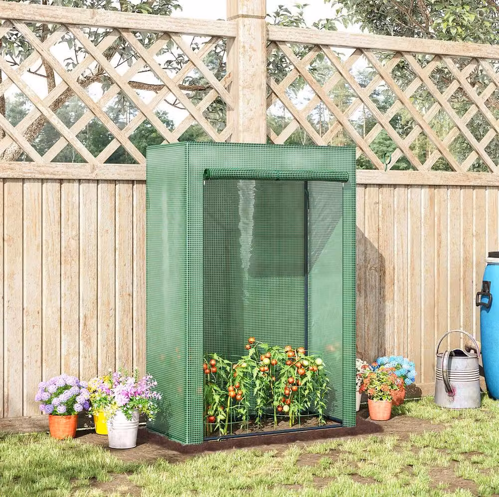 STILVORA Mini Greenhouse with Roll-Up Door in Green, W/D/H: 150 x 100 x 50 cm – 2