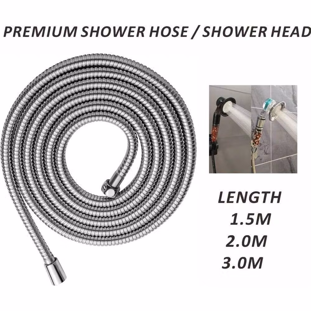 Nestlune 3m Silver Stainless Steel Anti-Twist Shower Hose in Chrome – 2