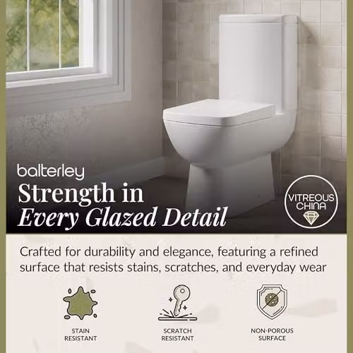 Balterley Close Coupled Ceramic Toilet with Cistern and Square Seat Pan in White, W/D/H: 38.0 x 58.5 x 82.5 cm – 2