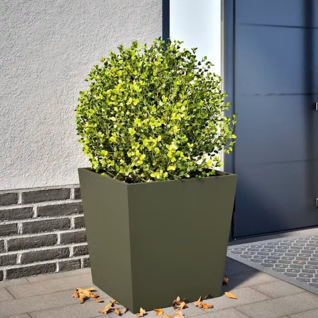 Berkfield Home Steel Garden Planter Tub, Green, W/D/H: 50 x 50 x 50 cm – 1