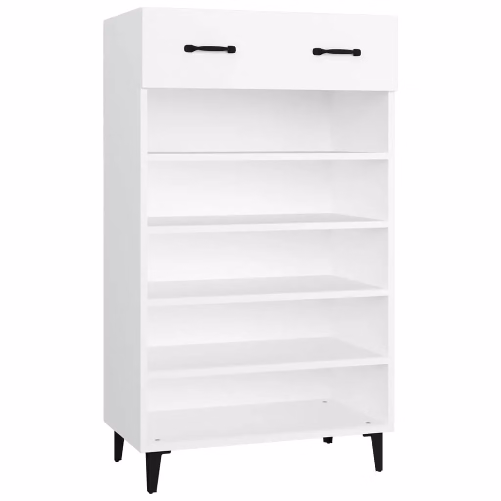 Berkfield Home White Modern Shoe Cabinet with Doors and Drawers, W/D/H: 60 x 35 x 105 cm – 2