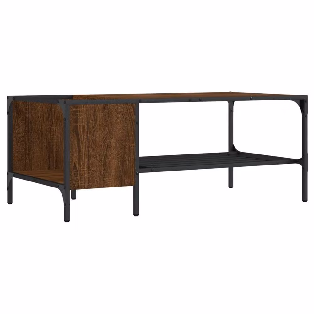 Berkfield Home Brown Oak Coffee Table with Rack, W/D/H: 100 x 51 x 40 cm – 2
