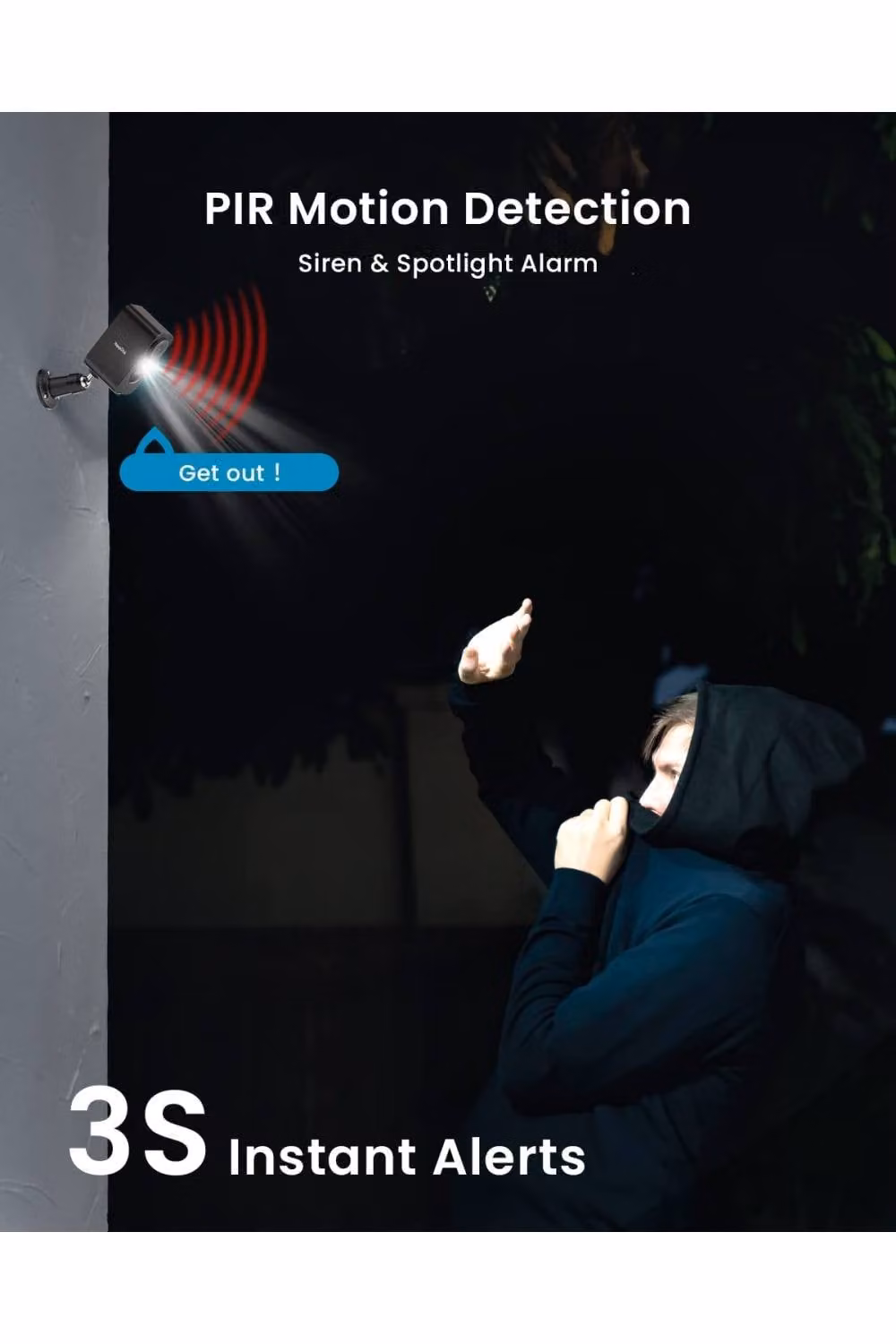 iegeek 2K Wireless Outdoor Camera with Battery, Siren and Night Vision in Black – 4