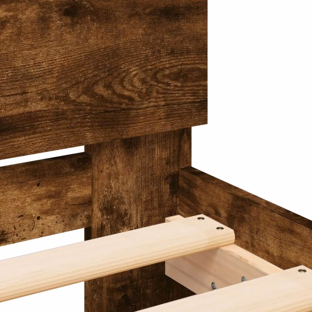 Berkfield Home Smoked Oak Bed Frame in Brown, W/D/H: 140 x 200 cm – 4