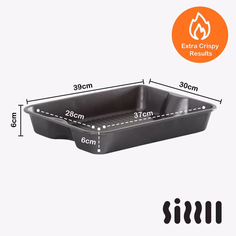 Wham SIZZLL Non-Stick Rectangular Roasting Dish, Grey, 39 cm – 3