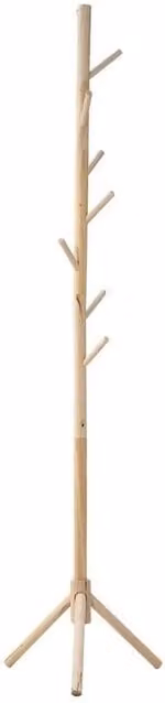 NESTLUNE Scandinavian Pine Wooden Freestanding Coat Rack and Hat Stand in Natural Brown and Beige, H 175.0 cm x W 44.0 cm – 1