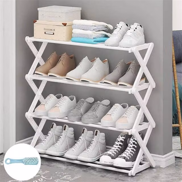 SPETLEK 4 Tier White Freestanding Shoe Rack Storage Stand