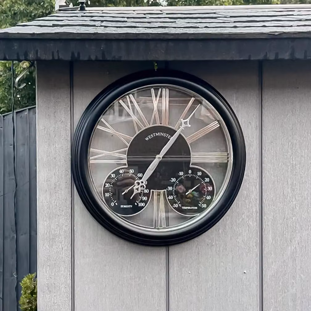 Marco Paul Westminster Analog Clock with Thermometer and Barometer in Black and Bronze, Diameter: 40 cm – 4