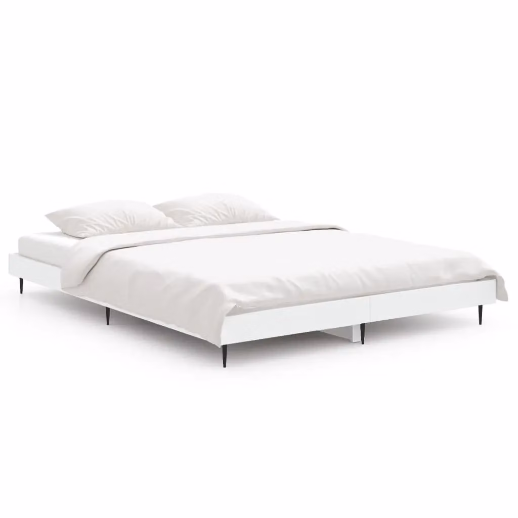 Berkfield Home Modern White Double Bed Frame in Engineered Wood W: 135 cm, L: 190 cm – 2