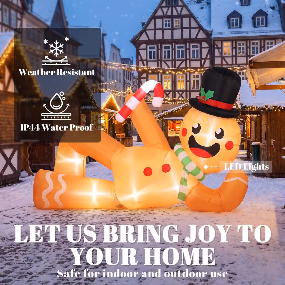 OUTSUNNY 9.8ft Inflatable Gingerbread Christmas Decor in Light Brown – 3