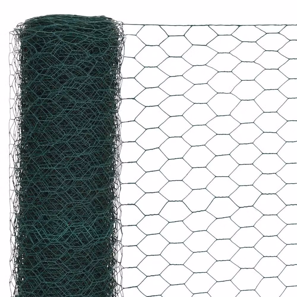 Berkfield Home Green PVC Coated Steel Chicken Wire Fence, 25 x 1.2 m – 3